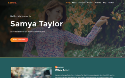 Samya - Personal Portfolio Landing Page Template