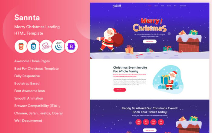 Sannta - Christmas Landing HTML5 Template.