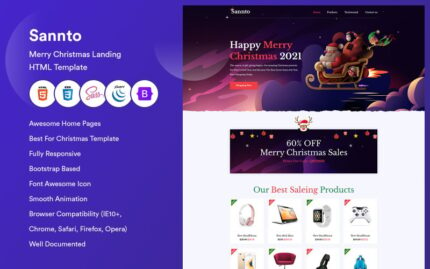 Sannto - Merry Christmas Landing  HTML Template