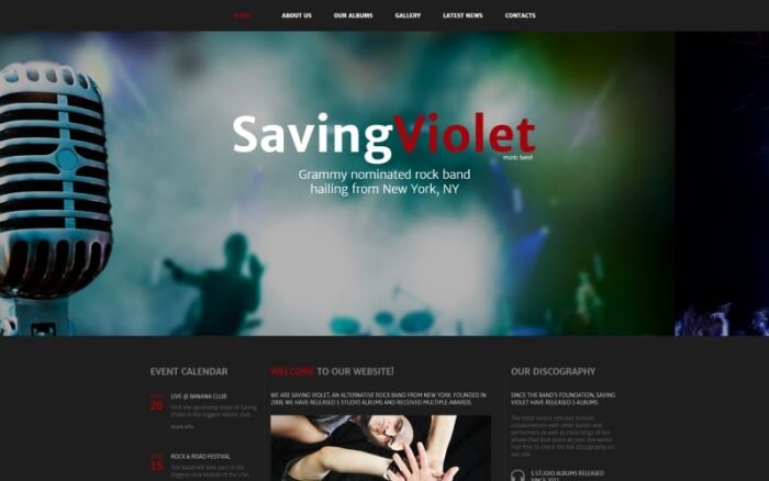 SavingViolet - Template Situs Web HTML5 Responsif untuk Grup Musik