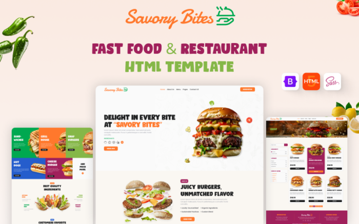 Savory Bites - Template HTML Situs Web Restoran dan Makanan Cepat Saji