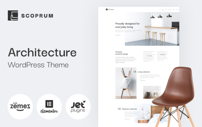 Scoprum - Desain furnitur untuk studio berkelas Tema WordPress