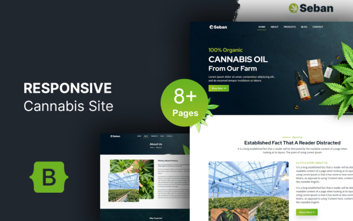 Seban - Cannabis dan Mariyuana Medis, Template Situs Web HTML5 Toko Minyak CBD