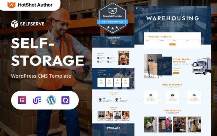 SelfServe - Fasilitas Penyimpanan Mandiri, Layanan Pengepakan, dan Tema WordPress Elementor Gudang