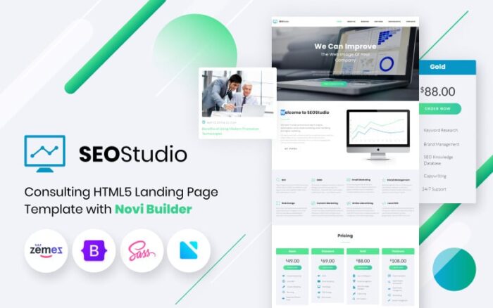 SEO Studio - Consulting HTML with Novi Builder Landing Page Template