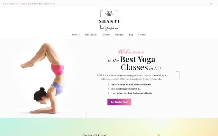 Shanti - Tema WordPress Studio Yoga