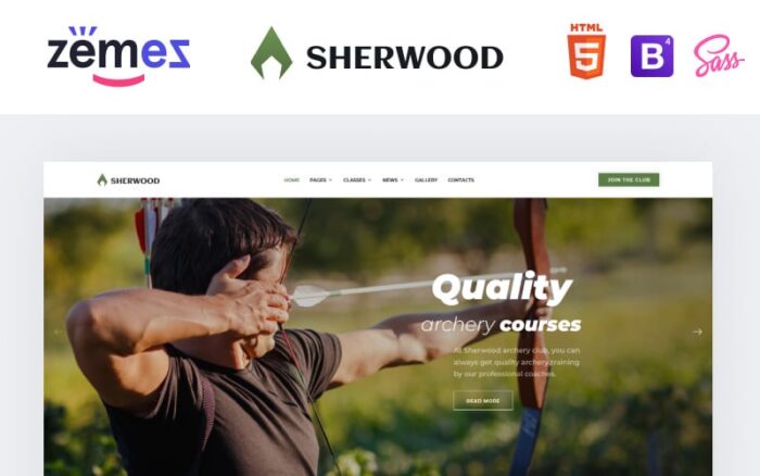 Sherwood - Templat Situs Web HTML Bersih Multihalaman Panahan