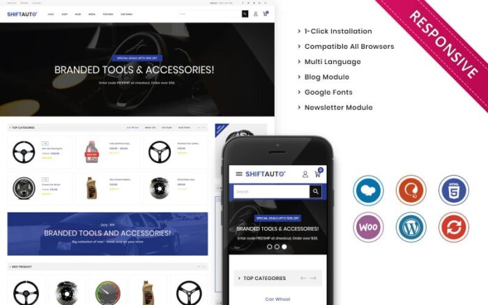 Shiftauto - Tema WooCommerce Responsif Toko Suku Cadang Mobil