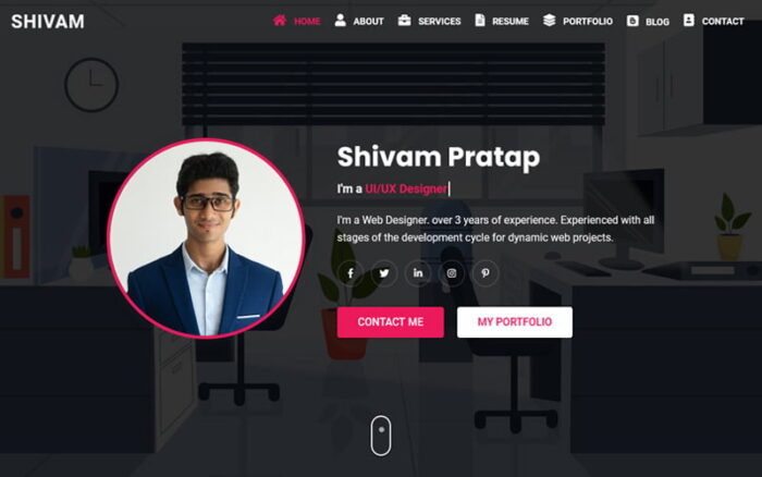 Shivam - Personal Portfolio and Resume/CV Landing page Template