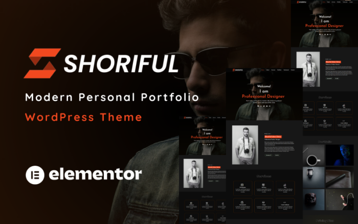 Shoriful - Tema WordPress Portofolio Desainer Satu Halaman