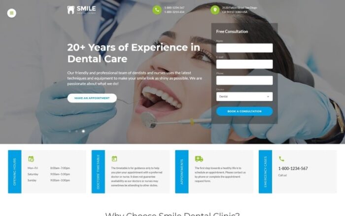 Smile - Template Situs Web HTML Multihalaman Responsif Kedokteran Gigi