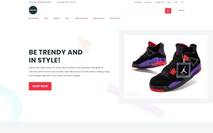 Sneakers - Template OpenCart Bersih Toko Sepatu eCommerce