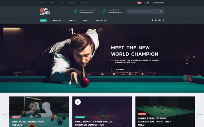 Template Situs Web HTML5 Multihalaman Snooker - Biliar