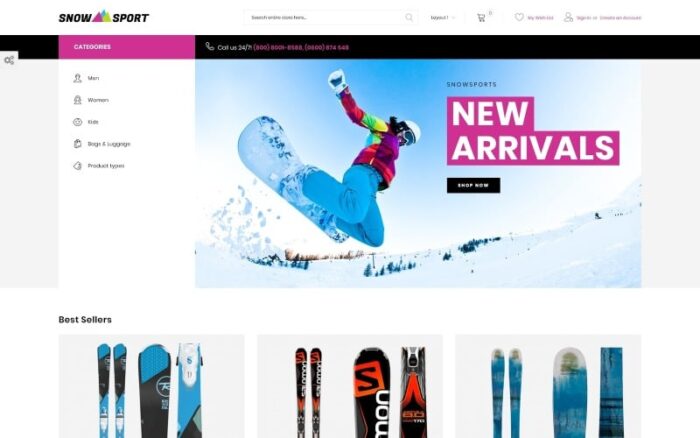 SnowSport - Tema Magento untuk Peralatan Olahraga Ekstrim