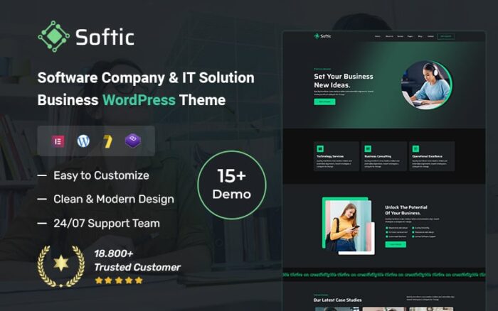 Softic - Tema WordPress Bisnis Perusahaan Perangkat Lunak & Solusi TI