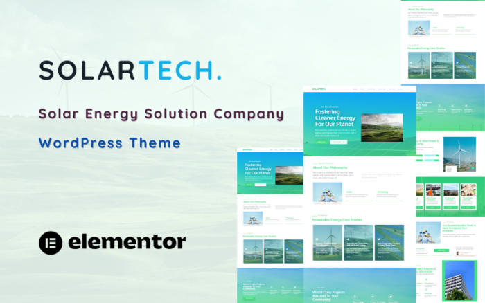 Solartech - Perusahaan Solusi Energi Surya Tema WordPress Satu Halaman