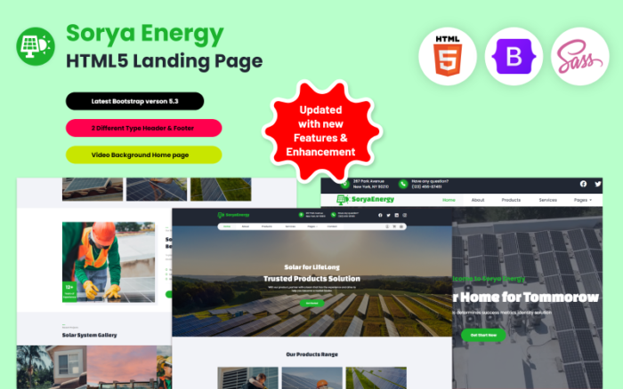 Sorya Energy - Halaman Arahan HTML5 Energi Surya