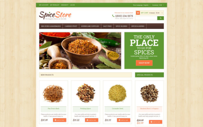 Tema Magento Responsif Spice Shop