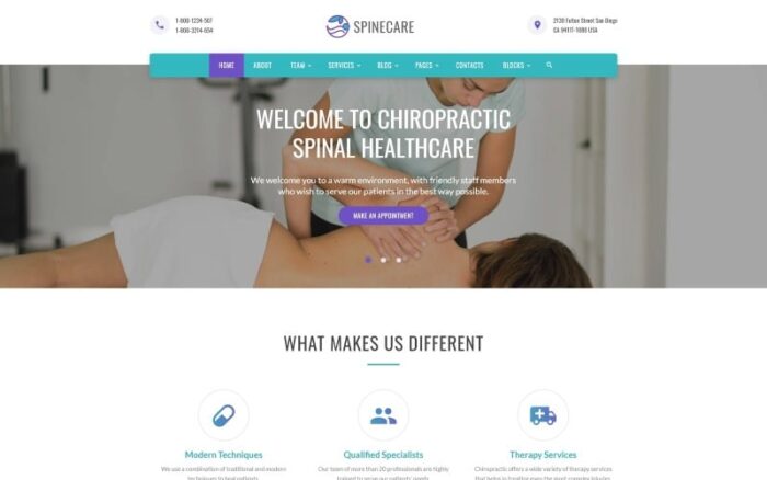 Spinecare - Template Situs Web Medis Siap Pakai