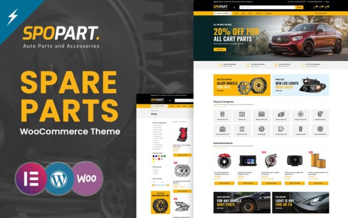 Spopart - Tema WooCommerce Elementor Suku Cadang Mobil dan Perkakas Mesin