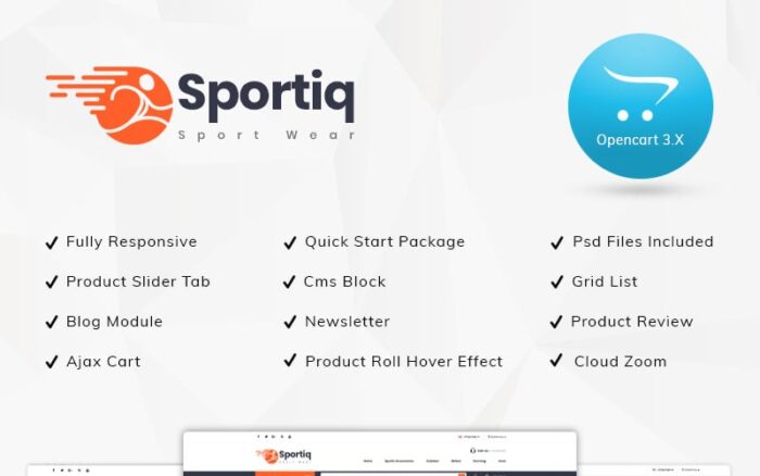 Sportiq - Template OpenCart Responsif Olahraga 3.x