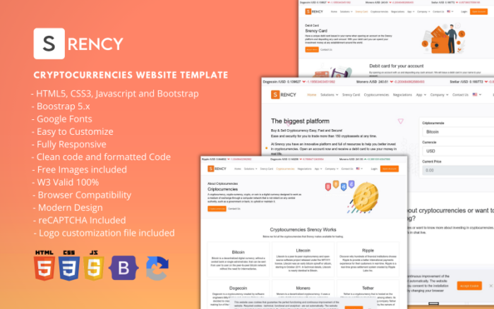 Srency - Template Situs Web Kripto HTML