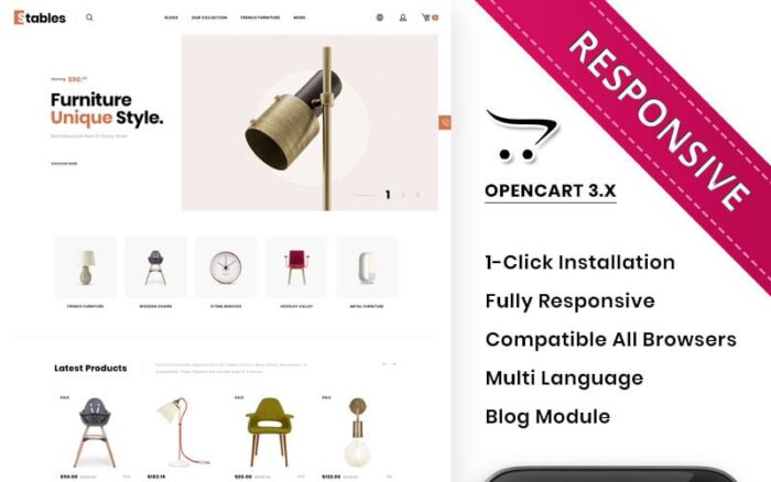 Stables: Mega Furniture Emporium - OpenCart Template