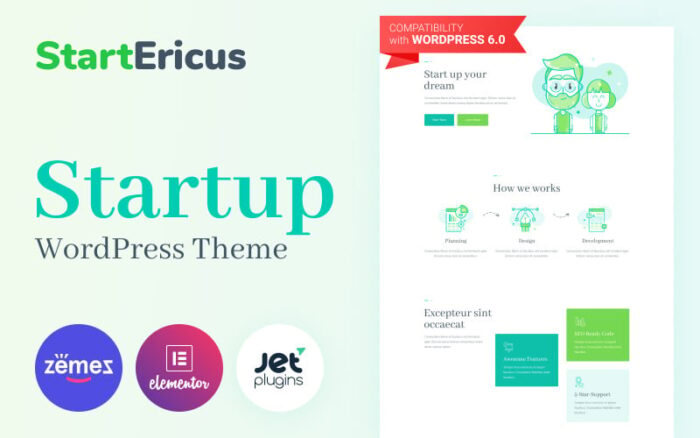 StartEricus - Tema WordPress Halaman Arahan Startup yang Bersih dan Minimalis