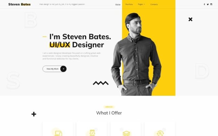 Steven Bates - Template Situs Web HTML Modern Multihalaman Halaman Pribadi