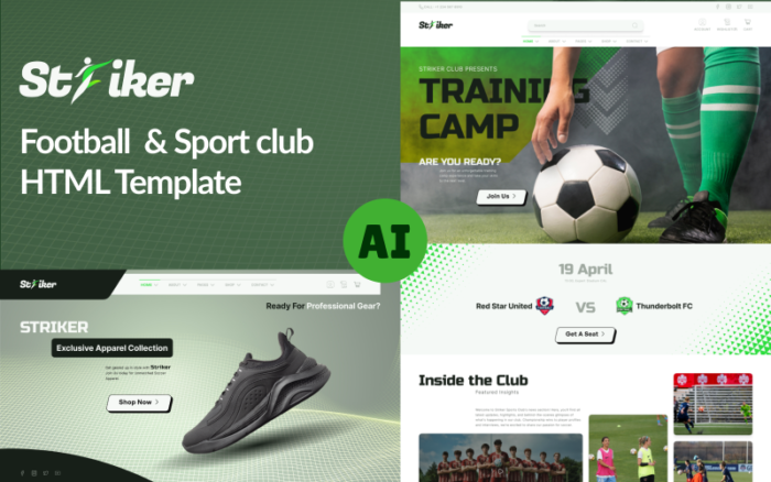 Striker - Template HTML Responsif Situs Web Klub Sepak Bola & Olahraga