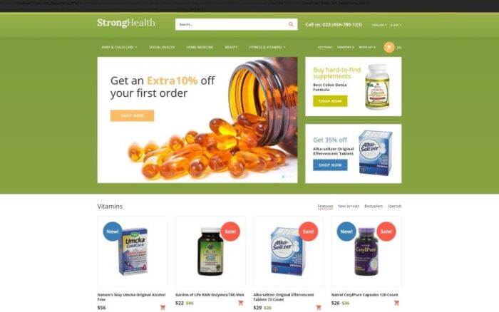 StrongHealth - Template OpenCart Toko Obat