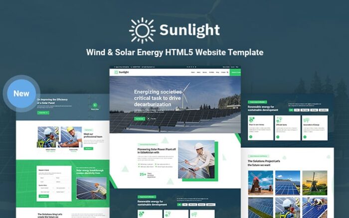 Template Situs Web Responsif HTML5 untuk Energi Matahari dan Angin