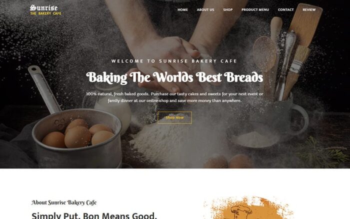 Sunrise - Bakery Landing Page Template