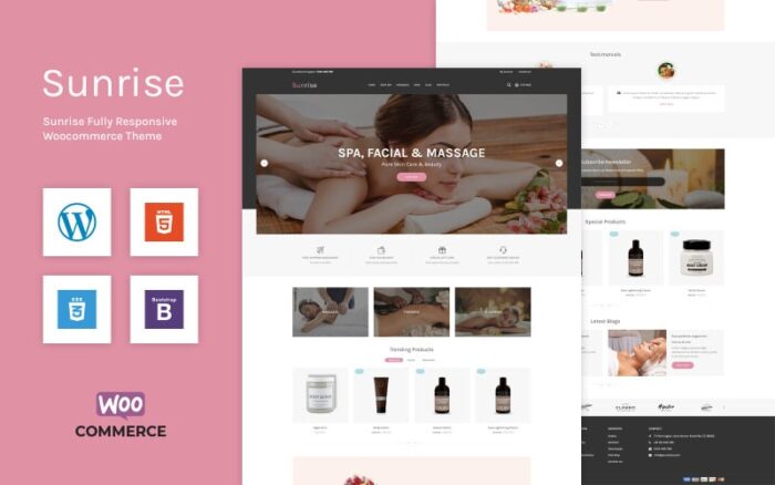 Sunrise - Spa | Perawatan Wajah | Template WooCommerce Pijat