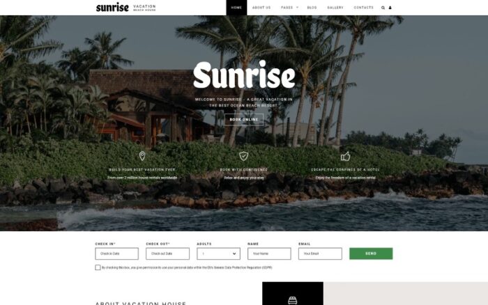 Sunrise - Template Joomla Rumah Liburan