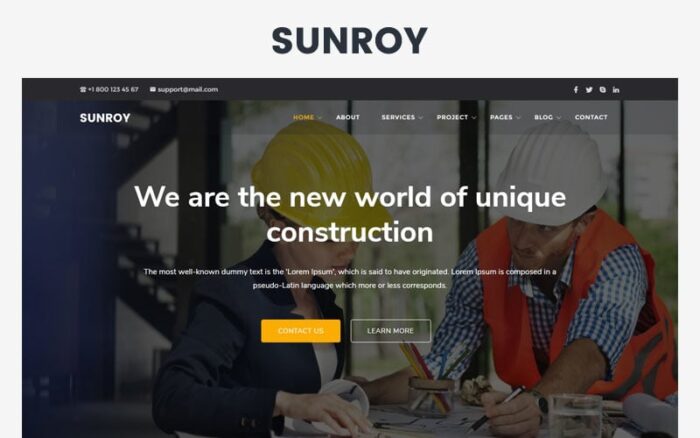 Sunroy - Template Situs Web Arsitektur dan Konstruksi