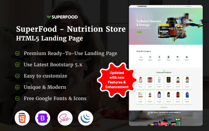 SuperFood - Halaman Arahan HTML5 Toko Nutrisi