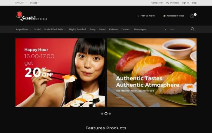 SushiExpress - Tema PrestaShop Toko Restoran