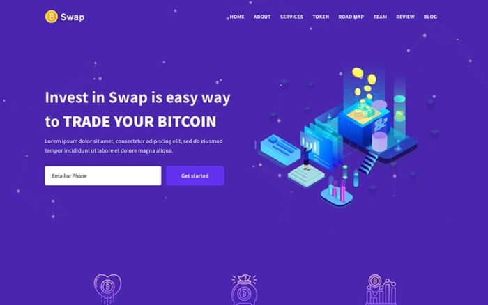 Swap - Template Halaman Arahan ICO & Mata Uang Kripto Bitcoin