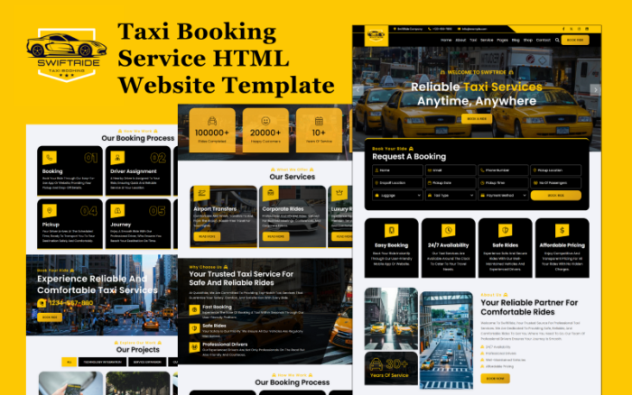 SwiftRide - Template Situs Web HTML5 Layanan Pemesanan Taksi