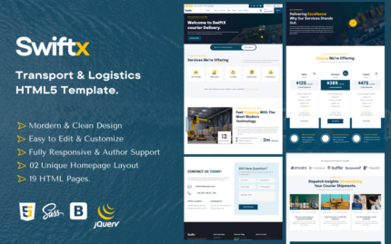 SwiftX - Courier Service and Delivery Modern HTML Website Template