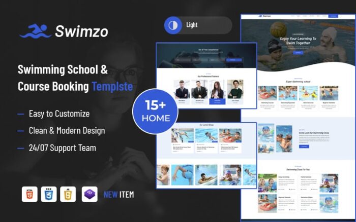 Swimzo – Template HTML5 Pemesanan Sekolah dan Kursus Renang