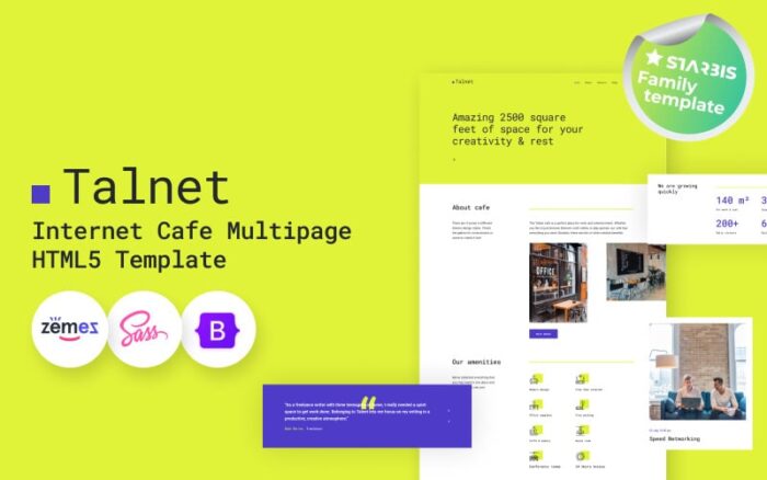 Talnet - Template Situs Web HTML5 Kafe Internet