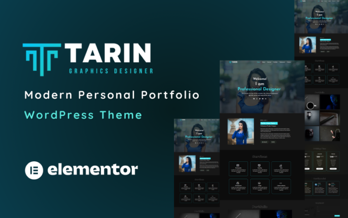 Tarin - Desainer Portofolio Pribadi Satu Halaman Tema WordPress