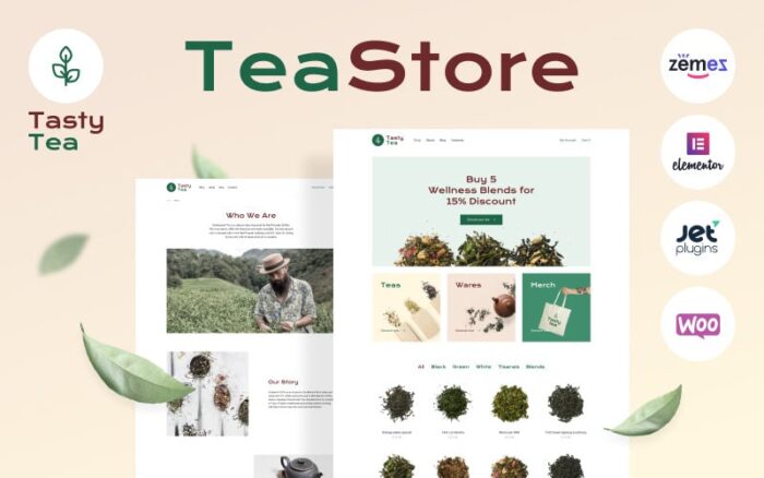 Tasty Tea - Template Situs Web eCommerce Teh Tema WooCommerce