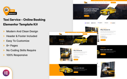 Taxi Service - Online Booking Elementor Template Kit