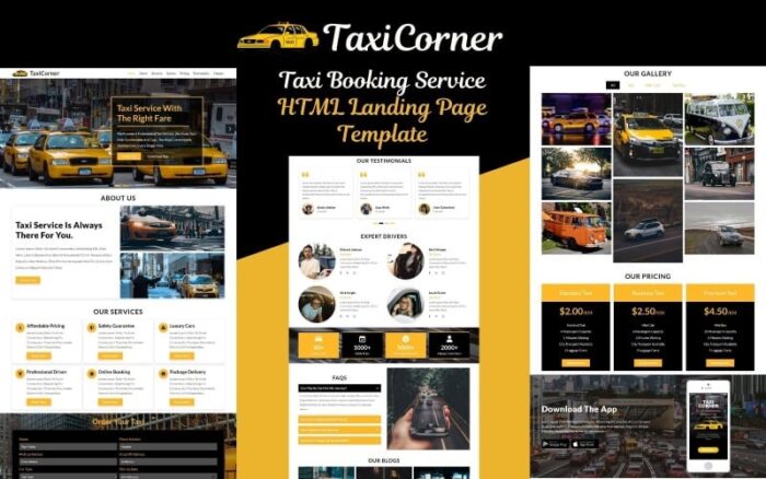 TaxiCorner - Template Halaman Arahan HTML5 Layanan Pemesanan Taksi