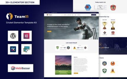 Team11 -  Cricket Responsive Website WordPress Elementor Theme