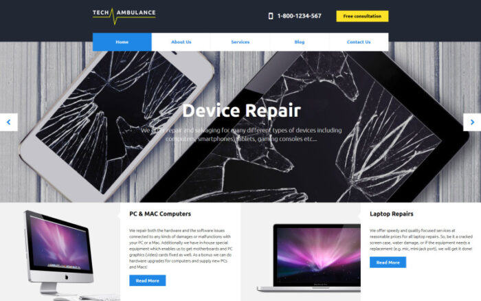 Template Situs Web Responsif Ambulans Teknologi