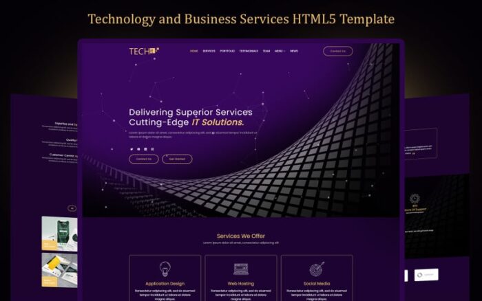 Tech IT - Template Halaman Arahan Responsif Serbaguna Layanan Teknologi dan Bisnis